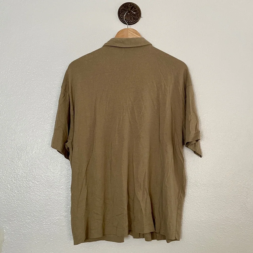ASOS DESIGN Mens Short Sleeve Linen Blend Button Up Shirt Tan Khaki Size M‎